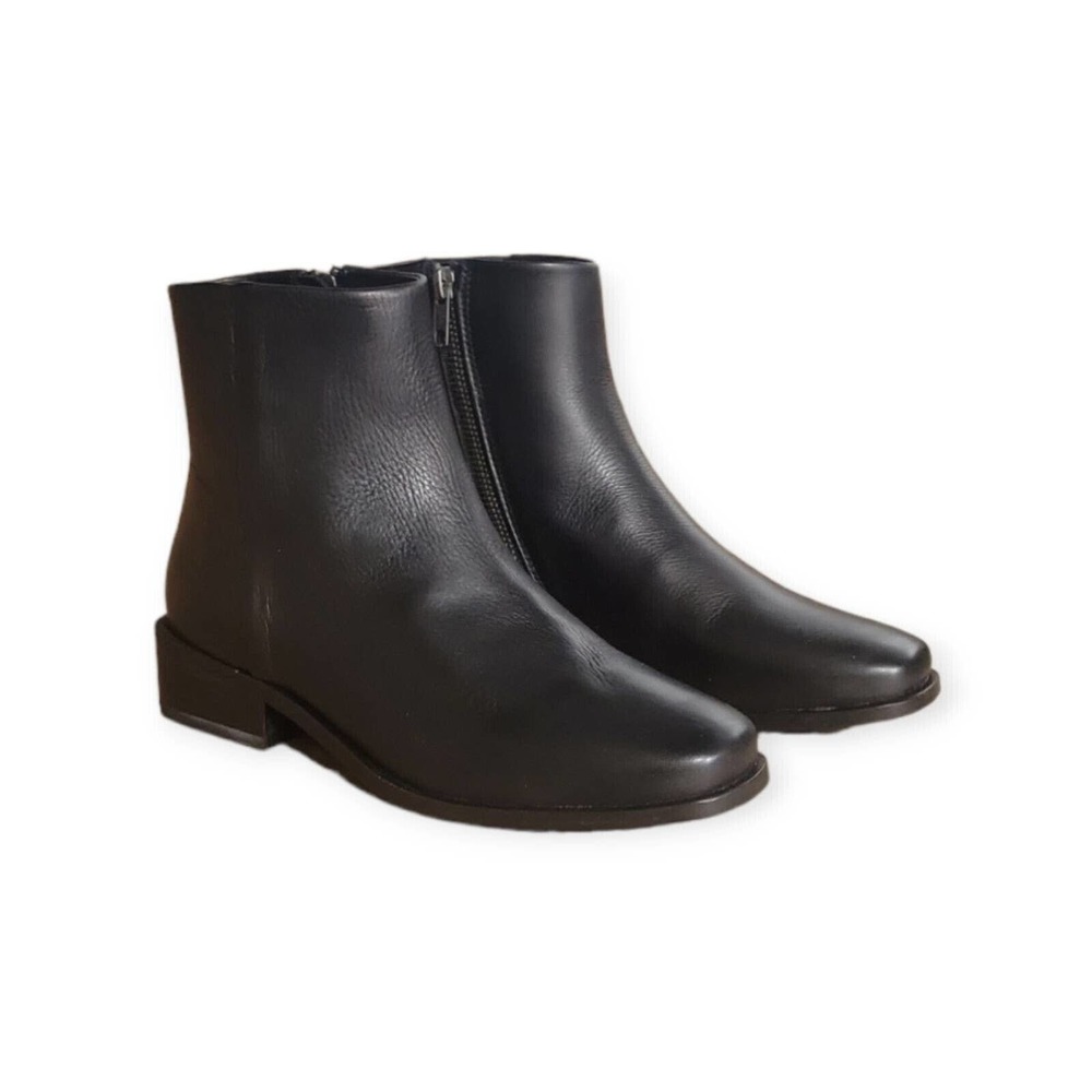Clergerie Womens River Ankle Boot Booties Black Leather Inside Zip Paris 7 M New